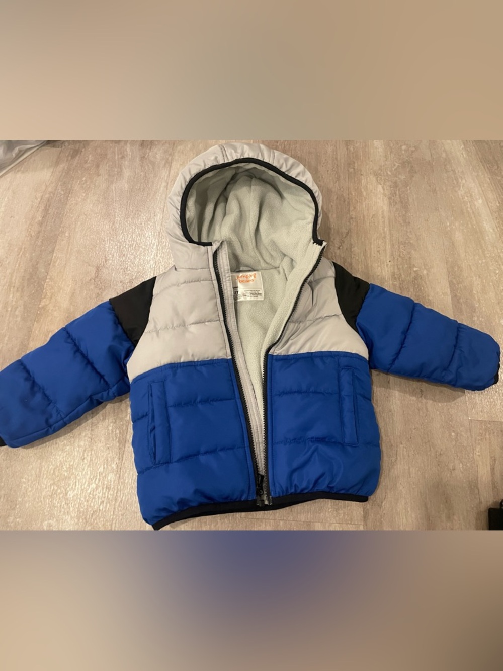 jumping beans Blue and Gray Puffer Jacket with Hood